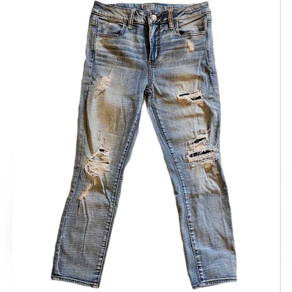 American Eagle Outfitters Light Blue Distressed Jeggings